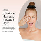 Kitsch Satin Scrunchies for Women – No Crease Hair Ties – Soft Satin Hair Scrunchies for Girls – Frizz Free, Gentle, Stylish Hair Accessories | Ideal Gifts for Women – Black, 5 pcs