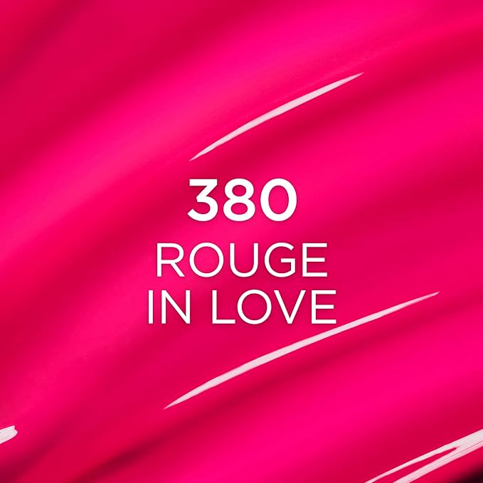 L'Oreal Paris Plump Ambition Hyaluron Lip Oil, 24 HR Lip Gloss with Hyaluronic Acid, Volumizing Formula with Glass-Like Shine, Rouge In Love 380, 0.16 Fl Oz