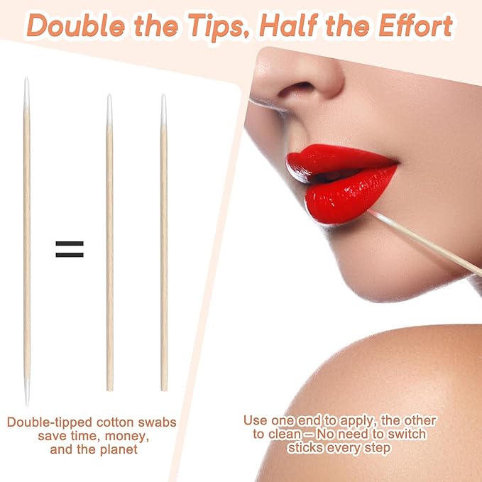 200 Dual-Tip Microblading Cotton Swabs for Nails - Precision Mini Pointed Tips Clean Up Tool for Nail Polish Makeup Beauty, Fine Micro Buds Professional Manicure Pedicure