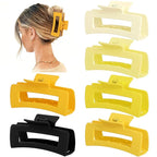 4 Inch Big Hair Claw Clips 6 Pcs Large Claw for Thick Hair Square Hair Clips for Women Rectangle Hair Clips Nonslip Acrylic Banana Jaw Clips Hair Accessories for Girls (Yellow)