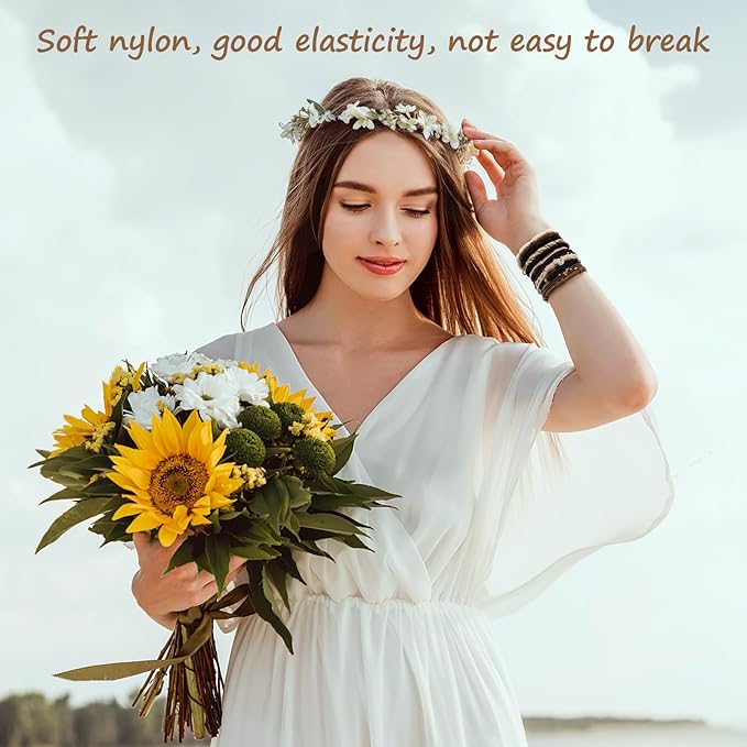 20 PCS Hair Tie Bracelets, 4 Styles Cute Elastic Bands for Thick or Thin Hair, Updated No Damage Beaded Boho Accessories for Girls and Women