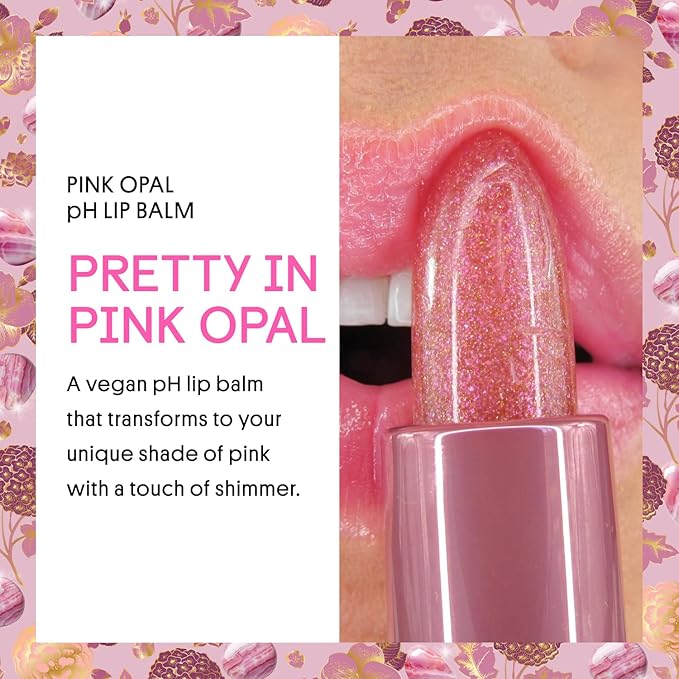 Winky Lux Pink Opal Glimmer Balm – Nourishing pH Lip Balm with Color Changing Pink Tint with Shimmer, Hydrating Ceramides Soften Lips, Raspberry Vanilla Scent