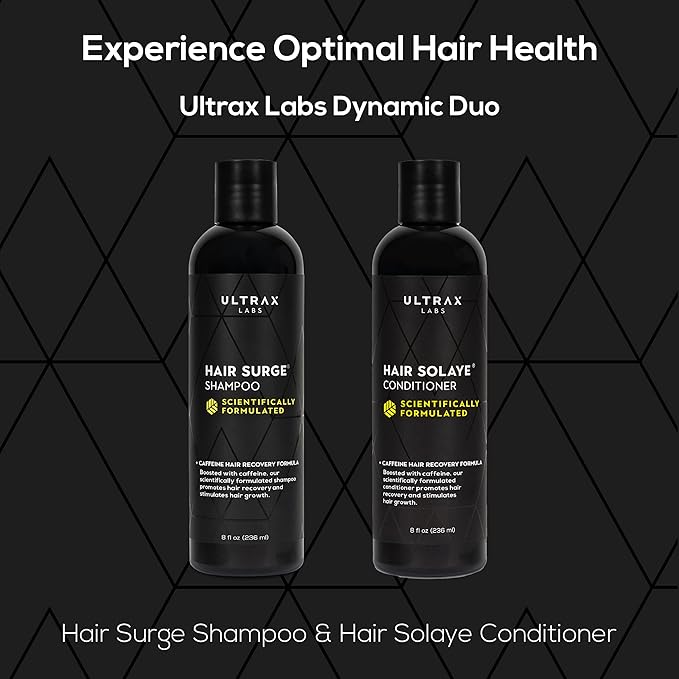 Hair Surge Shampoo and Hair Solaye Conditioner Bundle (8 fl oz) | Thickens Hair, Reduces Breakage, Promotes Growth, Strengthens Follicles | For Men and Women