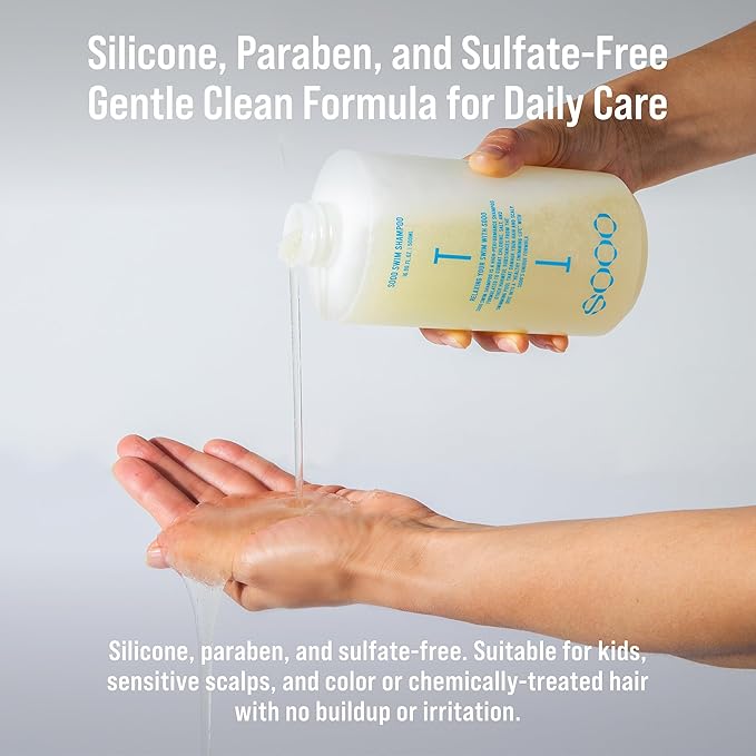 SOOO Swim Shampoo, Chlorine Removal After Swim Shampoo for Swimmers, Removes Salt & Residue, Refreshing dry itchy Scalp & Pool Odor, Citrus Scent, Silicone & Paraben-Free 7.43 fl. oz. (16.9 fl. oz.)