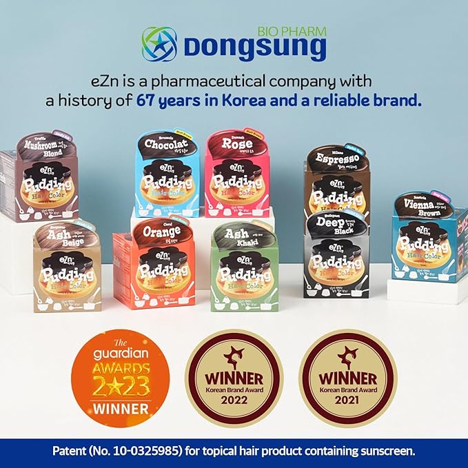 eZn Pudding Hair Dye, Ammonia-Free, Semi-Permanent DIY Korean Hair Dye Color with Keratin, Odorless Gentle for Sensitive Skin No Skin Irritation (Brussel Chocolat)