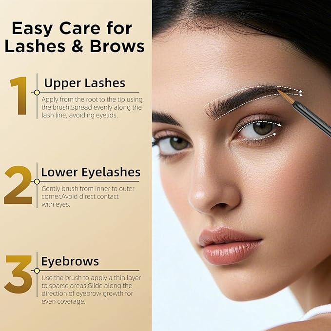Eyelash & Eyebrow Growth Serum – 15 Plant Extracts for Longer, Denser & Fuller Lashes & Brows, Boosts Natural Hair Development,eyelash serum,Hypoallergenic Oil-Free,lash growth serum (Glossy Black)