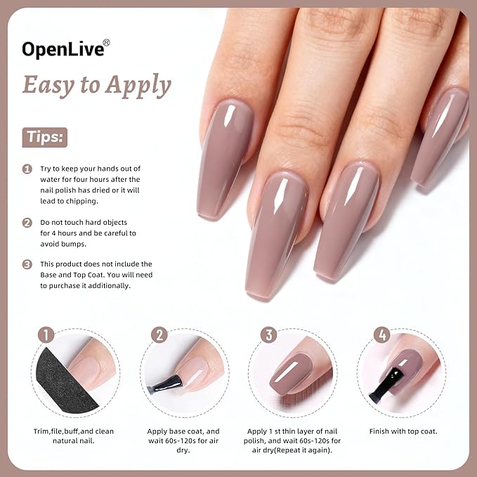 18ml Light Brown Nail Polish Large Volume Quick Dry Nail Polish, Long Lasting Shine, Fingernail Toenail Nail Art DIY Home Travel Nail Art Gift