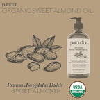 PURA D'OR 16.9 Oz ORGANIC Sweet Almond Oil (GLASS BOTTLE) 100% Pure & Natural USDA Certified Cold Pressed Carrier Oil For DIY Beauty - Non-Greasy, Unscented, Hexane Free Moisturizer - For Hair & Skin