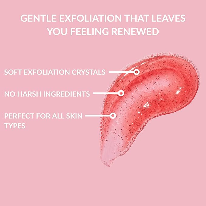 SpaScriptions Watermelon & Strawberry Exfoliating Body Wash - 32 fl oz Scented Natural Daily Cleanse Body Scrub Gel with Moisturizing Coconut Water for Smooth Radiant Refreshing Skin, Paraben Free