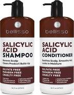 Salicylic Acid Shampoo and Conditioner Set - Scalp Exfoliator Formula for Flakes - Anti Dandruff and Itch Relief for Women and Men - Sulfate and Paraben Free - For Dry, Flaky, Itchy and Oily Hair