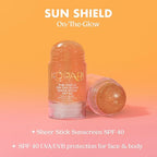 Kopari Sun Shield On-The-Glow Sheer Sunscreen Stick SPF 40, Sweat and Water Resistant Roll On Sunscreen For Face and Body with Vitamin E and Bisobolol, 1oz