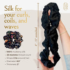 Silk Scrunchies Ponytail Holders – Oversized Mulberry Silk Scrunchies – Extra Large No Damage Hair Ties for Curly, Thick, and Thin - Hair Accessories for Women – Midnight Blooms, XL By Curlfriend