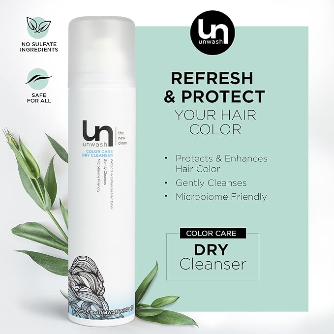 Unwash Color Care Dry Cleanser - Safe for Color Treated Hair, Preserves Hair Color, Absorbs Excess Oil & Impurities, Volumizes & Refreshes Hair, Cruelty Free, 5.1 oz