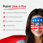 Blue Squid PRO Red White Blue Face Paint Stick - Waterproof Body Paint For Adults & Kids Eye Black Baseball, Eyeblack Softball - Hypoallergenic Twist-Up Non-Toxic Makeup Stick - Cosplay, Sports & SFX