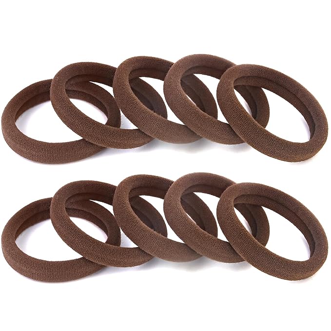 100PCS Brown Hair Ties for Women, Large Ponytail Holders for Thick Hair No Crease, Elastic Hair Bands No Damage, by BAOLI