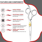 Hair Cutting Scissors -Sharp Razor Edge Blade Hair Shears Series - 6.5" With Fine Adjustment – Stainless Steel Hair Scissors Professional For Men, Women & Babies (Silver)