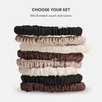 Clementine Sleepwear Organic Silk Scrunchie Set Ice Cream | 8 Skinny Scrunchies Made with GOTS Certified Silk for Frizz-Free Styling and Gentle Hair Care