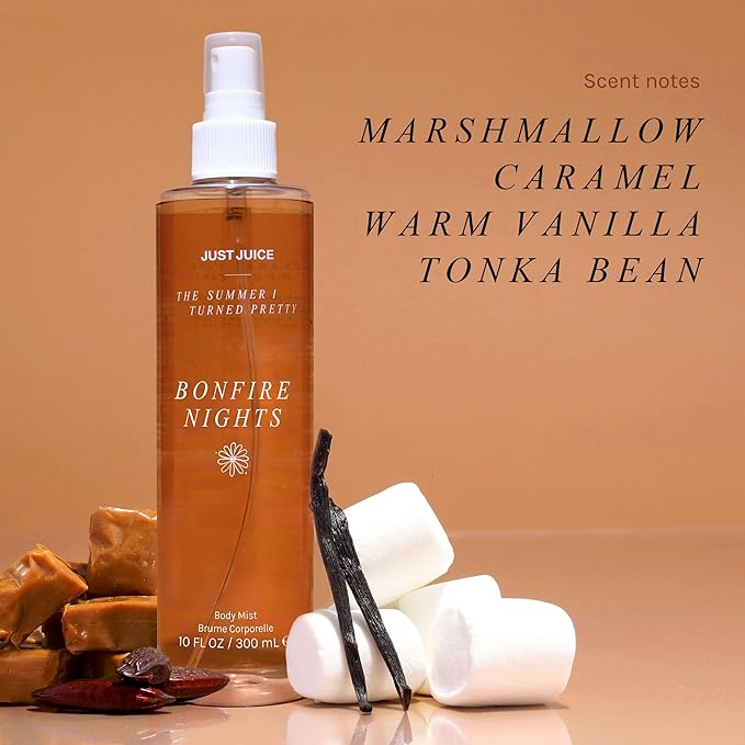 Just Juice - The Summer I Turned Pretty Bonfire Nights Body Mist - Warm Spice and Toasted Vanilla Body Spray for Women and Men - 10.14 oz