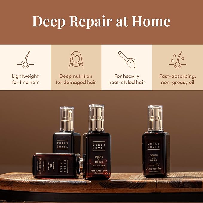 CURLYSHYLL Babassu Oil for Hair | Lightweight Moisturizing Oil for Dry or Damaged Hair | Soft, Non-Sticky Finish | Paraben-Free | 100ml