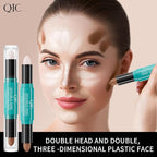 2-in-1 Contour & Highlighter Stick - Dual-Ended, Waterproof, Long-Lasting, for All Skin Tones (03# Nature colour + Light coffee)