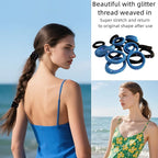 Large Stretch Thick Hair Ties for All Hair Types Seamless Glitter Hair Ponies Elastics Ponytail Holders Hair Scrunchies for Thick Hair Hair Accessories Women Girls 20-Pack