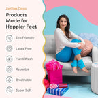 ZenToes Moisturizing Socks for Cracked Heel Treatment, Vitamin E, Olive Oil and Jojoba Oil Heel Socks, Stocking Stuffers for Women, Spa Self Care Gifts for Women (White & Blue Snowflake, Regular)