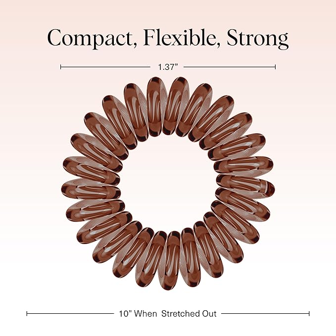Kitsch Spiral Hair Ties for Women – Hair Ties No Damage, Ponytail Holders for Thick and Thin Hair – Creaseless and Dent-Free Coil, Phone Cord Style | Ideal Gifts for Women - 8pc Set, Brunette