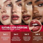 3PCS Lip Liner and Lipstick Combo Set - Matte Lip Liner Pencil, Velvet Matte Lipstick & Hydrating Collagen Lip Gloss - Long-Lasting, Smudge-Proof, Nude Brown Lip Makeup Kit (#3 Reddish Brown)