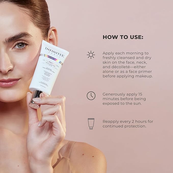 Infinitek Paris Skin Care Face Sunscreen Tinted Mineral Moisturizer Lotion SPF 50, 1.75Fl Oz - UVA/UBV and Blue Light Protection, Matte Finish, Water Resistant, Daily Lightweight Facial Sunblock