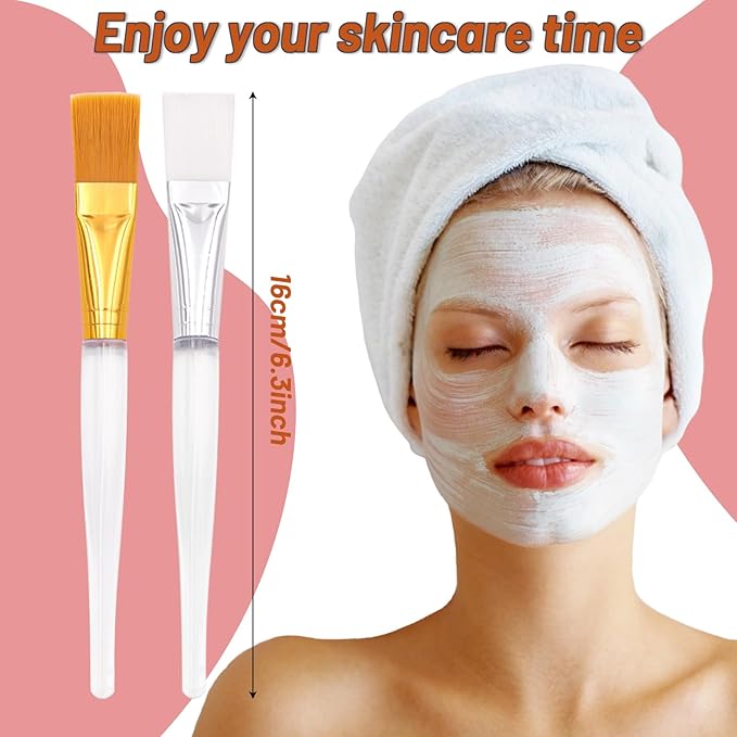 20 Pieces Facial Mask Brushes Facial Applicator Soft Makeup Mask Acid Brush Esthetician Cosmetic Brush for Mud Cream, Makeup Peel (White and Yellow)