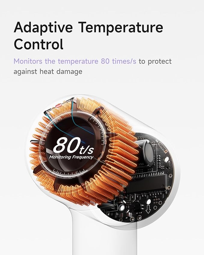 Laifen Hair Dryer SE 2, 200 Million Negative Ionic Blow Dryer with Child Mode and 108,000 RPM Brushless Motor, 1400W Powerful Fast Drying High-Speed Low Noise Hairdryer with Magnetic Attachments