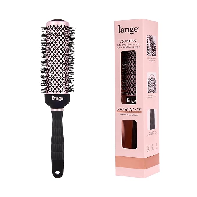 L'ANGE HAIR VolumePro Extra-Long Ceramic Ionic Round Brush, Black | For Blow Drying, Curling & Styling | Adds Volume, Reduces Frizz & Boosts Shine | Ideal for Extra-Long Hair (43mm)