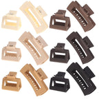 12 Pack Square Claw Clips, Big and Small Neutral Rectangle Hair Claw Clips, Non-slip Matte Large Hair Clips for Women,Strong Hold jaw clip for Thick Thin Hair (Neutral)