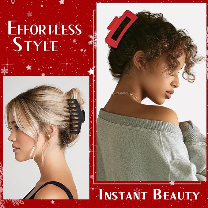 TOCESS 8 Pack Jumbo Hair Claw Clips for Women, Big 4.33 Inch Matte Finish Claw Clips, Durable Non-Slip Rectangle Claw Set for All Girls Hair Types like Thick, Thin, Wavy, or Straight Hair