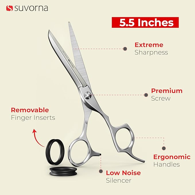 Suvorna 5.5″ Professional Hair Cutting Scissors - Razor Edge Barber Scissors for Hair Cutting - 5.5" Japanese Steel Hair Cutting Shears for Professionals and Homeuse - Hair Shears for Women & Men