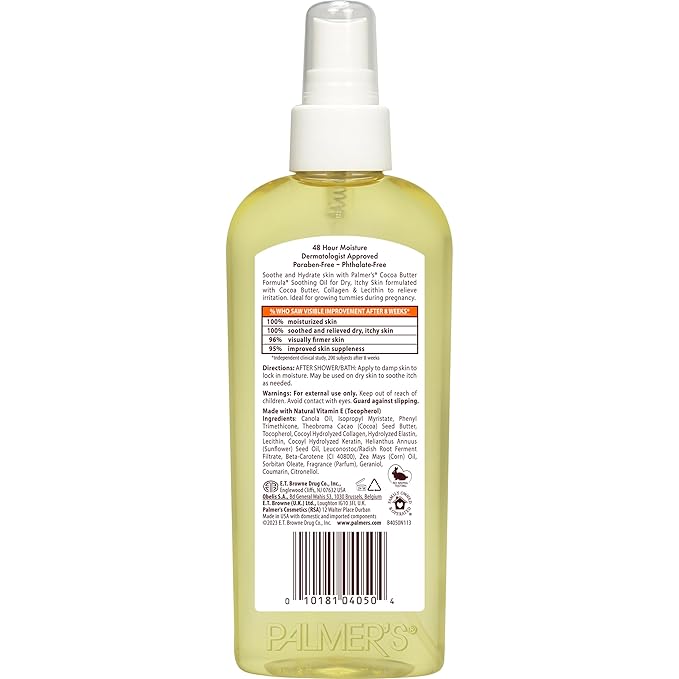 Palmer's Cocoa Butter Formula Soothing Oil with Vitamin E, Dry, Itchy Skin Relief, Anti-Itch Body Oil, 5.1 Ounces
