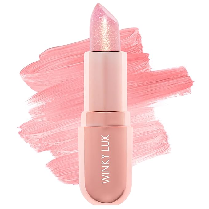 Winky Lux Rosé Glimmer Balm -Hydrating ph Lip Balm, Natural Pink Tint with pH Color Changing, Moisturize & Soften Lips While Leaving Sheer Pink Tint, with Vanilla Scent