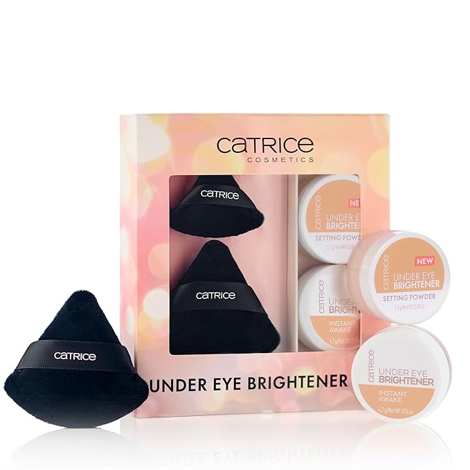 Catrice | Holiday Gift Set Under Eye Brightener & Setting Powder in 020 Warm Nude + Magic Perfector Powder Puff Duo | Bright, Smooth & Long-Wear Finish