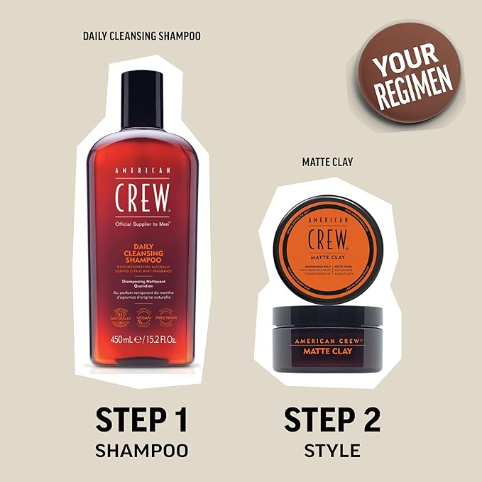 American Crew Men's Hair Matte Clay, Like Hair Gel with Medium/High Hold, Stocking Stuffer for Him, 3 oz