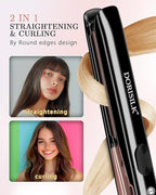 DORISILK 500 Degree High Temp Professional Hair Straightener，30s Fast Heating Ceramic Flat Iron ，2 in 1 Hair Straightener and Curler，Plasma Flat Iron Get Frizz-Free ，Dual Voltage for Travel Using