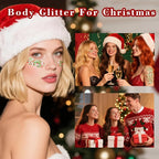 MEICOLY Christmas Face Body Glitter Gel,Christmas Hair Glitter,Christmas Accessories Stocking Stuffers Gift Decorations,Festival Face Glitter Makeup for Women Kids Girls,Chunky Glitter Face Paint