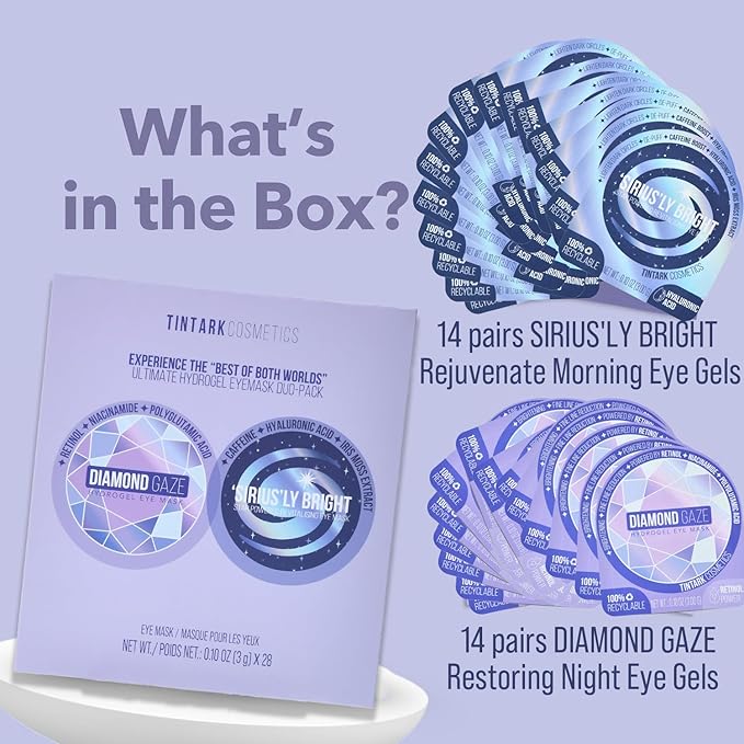 Ultimate Duo-pack Under Eye Patches 28 Pairs, 5-Min Revive Hydrogel Eye Masks with Caffeine Retinol Niacinamide to Reduce Dark Circles Puffiness Wrinkles, Refresh Tired Eyes, Bridesmaid Women Gifts