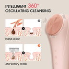 Facial Cleansing Brush,Silicone Face Scrubber,Pore Scrubber for Women Men,IPX7 Waterproof Exfoliating Face Brush,Rechargeable Electric Face Scrub,Pink