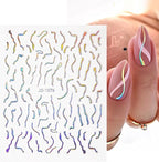 12 Sheets Aurora Nail Stickers Moon Star Nail Art Stickers Aurora Nail Decals Glitter 3D Self Adhesive Holographic Nail Design Heart Nail Art Supplies DIY Manicure Decorations for Women