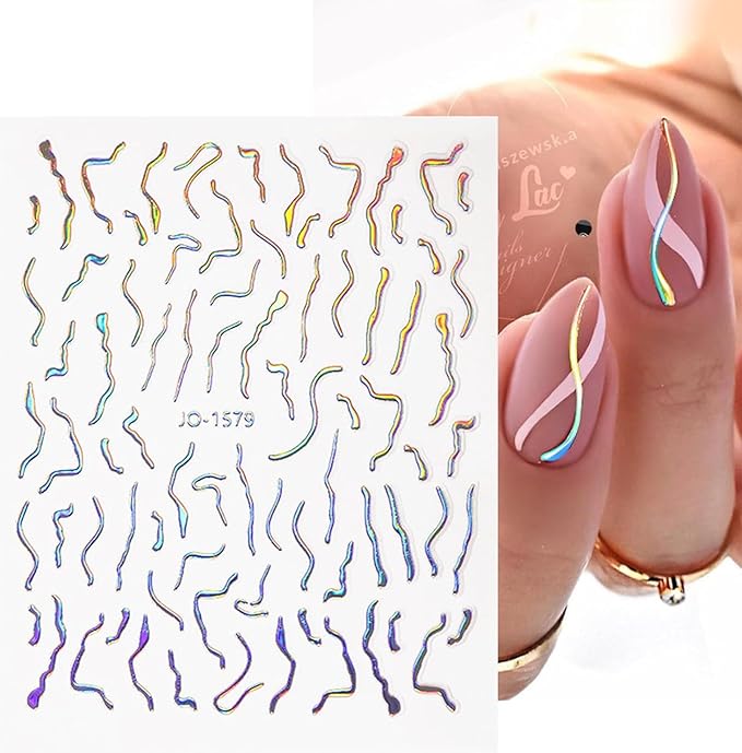 12 Sheets Aurora Nail Stickers Moon Star Nail Art Stickers Aurora Nail Decals Glitter 3D Self Adhesive Holographic Nail Design Heart Nail Art Supplies DIY Manicure Decorations for Women