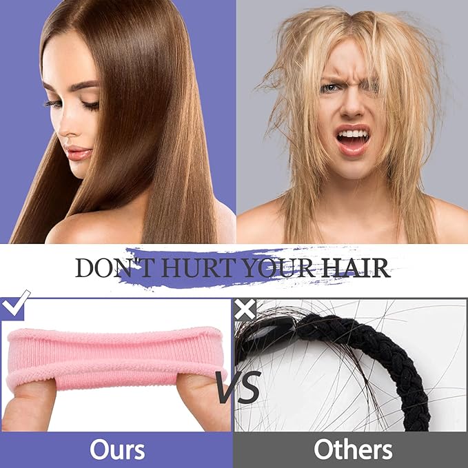 50Pcs Hair Ties for Women Girls,Cotton Seamless Hair Ties, Soft Ponytail Holders,No Crease No Damage Elastics Hair Bands with Box for Thick Heavy and Curly Hair (Set 1)