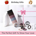 LuSeren 120PCS Soft Hair Ties for Women – No Damage Ouchless Nylon Hair Accessories, Seamless Fabric Ponytail Holders for Daily Use (Natural Colors)