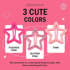 36 Pcs Star Snap Hair Clips, Y2k Colorful Cute Barrettes for Women Girls, Thick Fine Non-Slip Hairclips Accessories Glitter Kawaii Rave Assorted Size Style (Pink)
