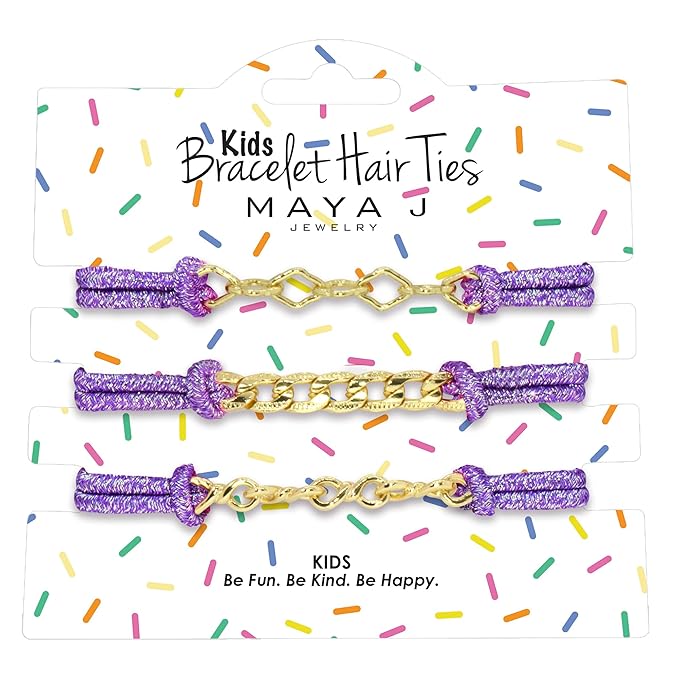 Purple Sparkle Elastic Kids Bracelet Hair Tie in Yellow