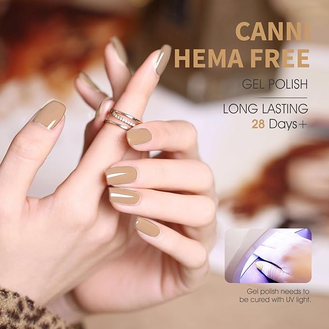 CANNI 6 Colors 9 ML Hema-Free Brown Gel Nail Polish Set, Fall Light Brown Nude Blue Gel Polish Kit, Soak Off LED Nail Gel Manicure Kit DIY at Home Salon Gifts